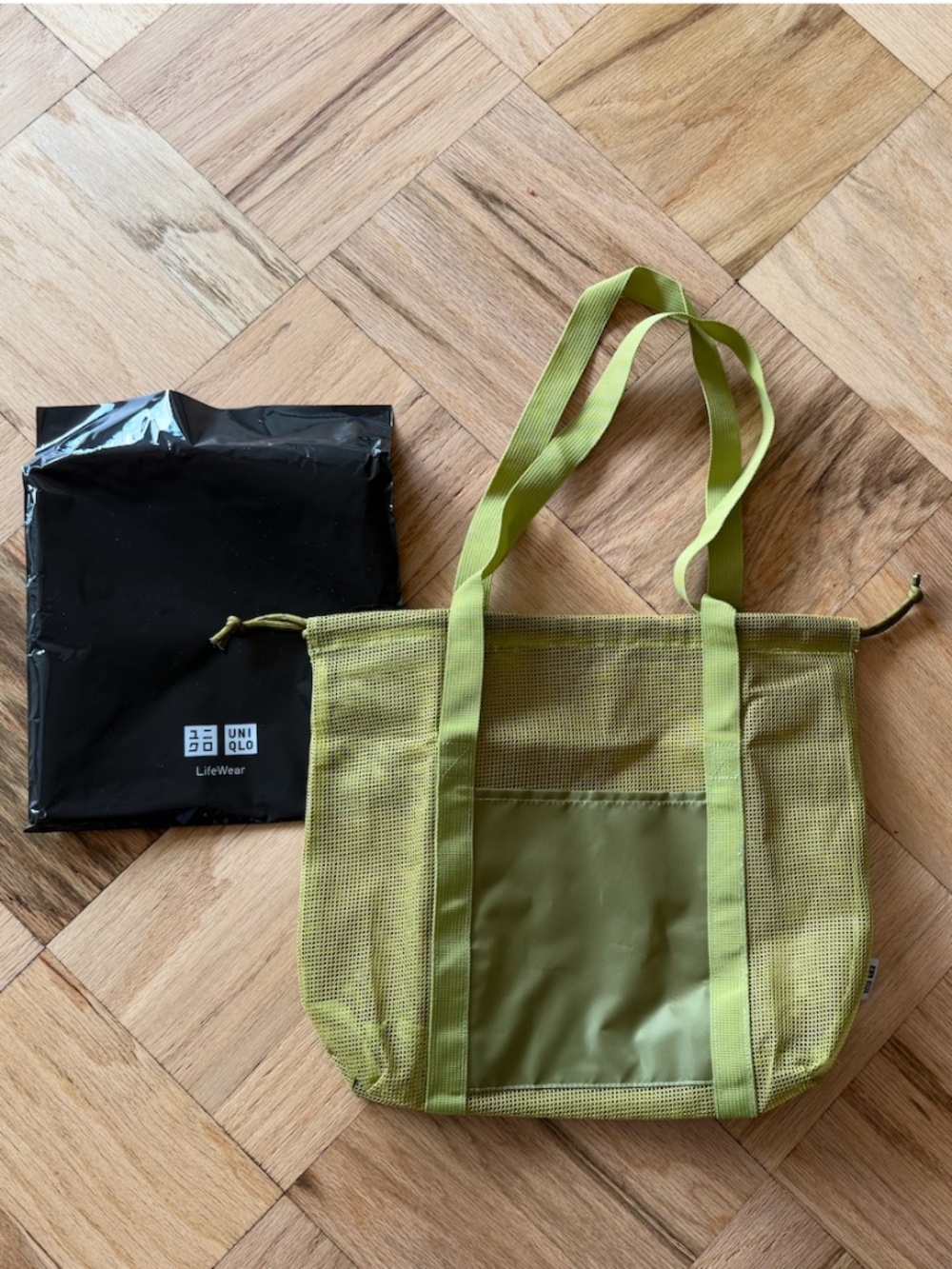 NEW Uniqlo Mesh Tote Bag - Olive Green